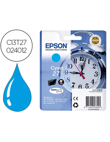 Ink-jet epson 27 wf3620 / 7110 / 7610 / 7620 cyan 300 pag