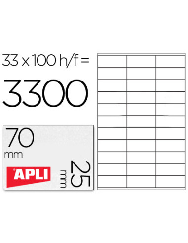 Etiqueta adhesiva apli 1270 tamaño 70x25 mm -fotocopiadora -laser -ink-jet-caja con 100 hojas din a4
