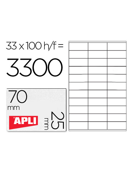 Etiqueta adhesiva apli 1270 tamaño 70x25 mm -fotocopiadora -laser -ink-jet-caja con 100 hojas din a4