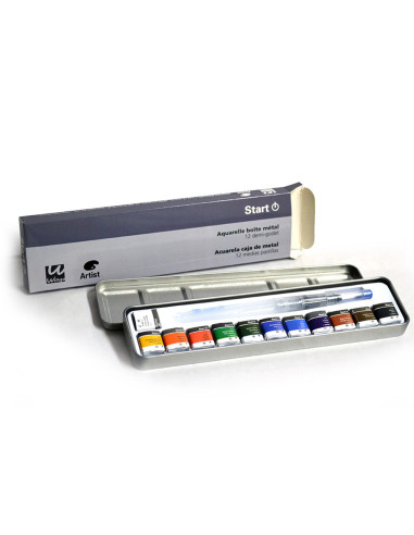 Acuarela artist start caja metal 12 colores surtidos + pincel rellenable