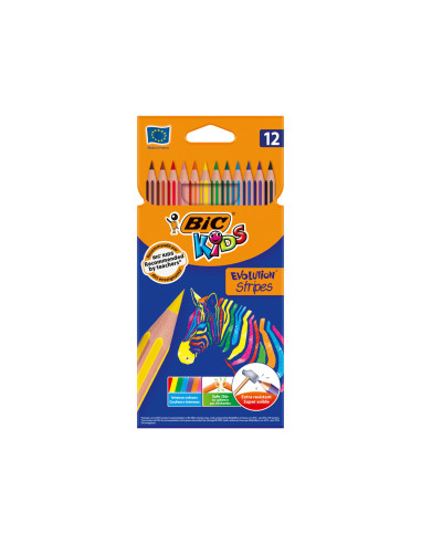 Lapices de colores bic evolution stripes caja de 12 colores surtidos