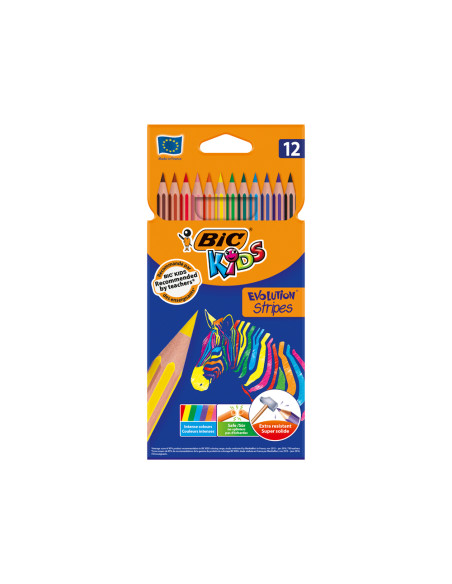 Lapices de colores bic evolution stripes caja de 12 colores surtidos