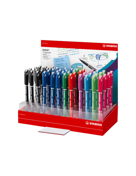 Rotulador stabilo sensor punta de fibra 0,3 mm expositor de 48 unidades colores surtidos