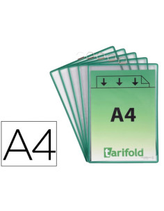 Funda para colgar djois din a4 pvc con anilla marco verde pack de 5 unidades