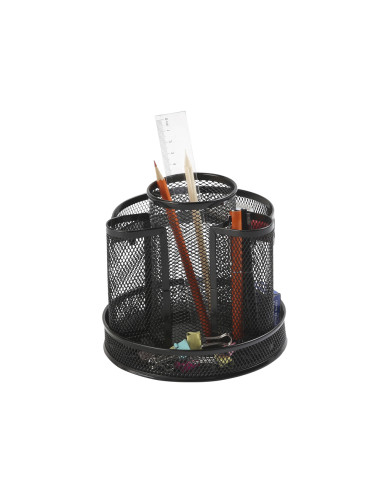 Organizador sobremesa q-connect kf17294 metalico giratorio rejilla negra 165x165x160 mm