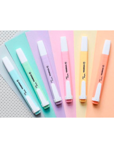 Rotulador stabilo fluorescente swing cool color pastel bolsa de 6 unidades colores surtidos
