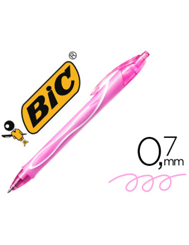 Boligrafo bic gelocity quick dry retractil tinta gel rosa punta de 0,7 mm
