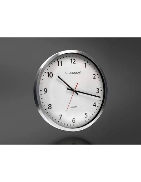 Reloj q-connect de pared plastico oficina redondo 50 cm marco cromado
