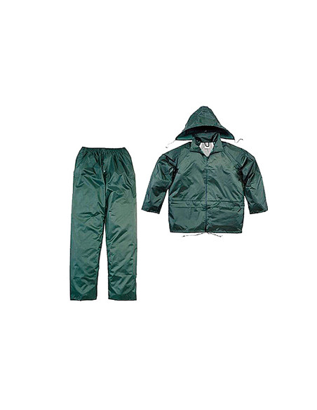 Conjunto de lluvia deltaplus 400 poliester/pvc verde talla xxl