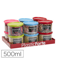 Bote multiusos plastico 500 ml con tapa de color 110x110x80 mm