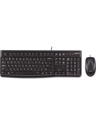 Set teclado + raton logitech mk120 usb con cable negro