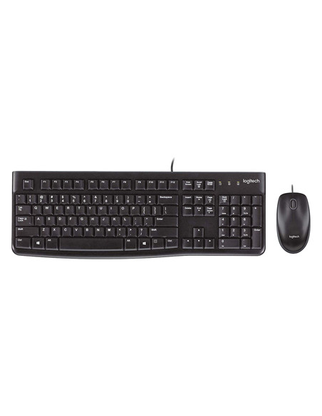 Set teclado + raton logitech mk120 usb con cable negro