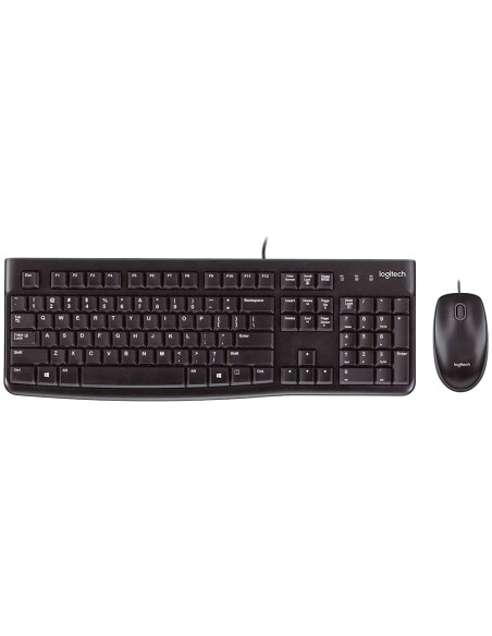 Set teclado + raton logitech mk120 usb con cable negro
