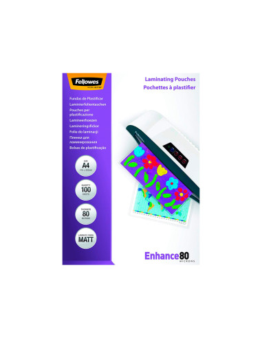 Bolsa de plastificar fellowes mate din a4 80 mc pack 100 unidades