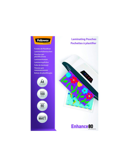 Bolsa de plastificar fellowes mate din a4 80 mc pack 100 unidades
