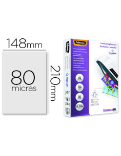 Bolsa de plastificar fellowes brillo din a5 80 mc pack 100 unidades