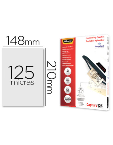 Bolsa de plastificar fellowes brillo din a5 125 mc pack 100 unidades