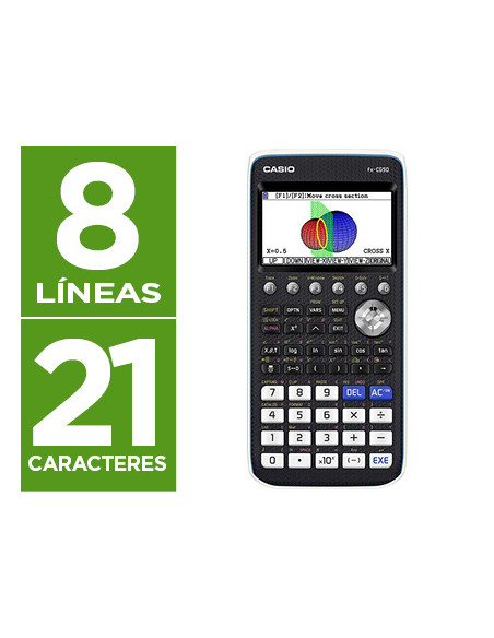 Calculadora casio fx-cg50 cientifica grafica 8 lineas 21 caracteres pantalla color 3d memoria 16 mb conexion usb