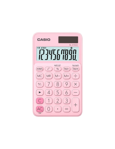 Calculadora casio sl-310uc-pk bolsillo 10 digitos tax +/- tecla doble cero color rosa