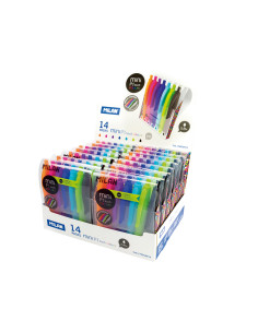 Boligrafo milan p1 retractil 1 mm touch mini estuche de 7 unidades colores surtidos expositor de 14 estuches 2