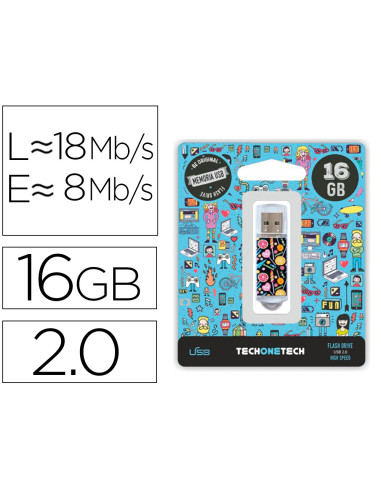 Memoria usb techonetech flash drive 16 gb 2.0 candy pop
