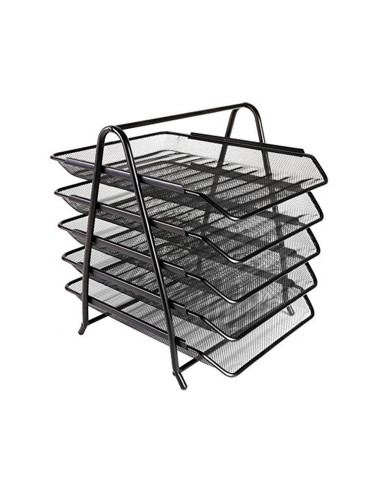Bandeja sobremesa metalica q-connect kf18474 rejilla negro 5 bandejas movibles 350x275x375 mm