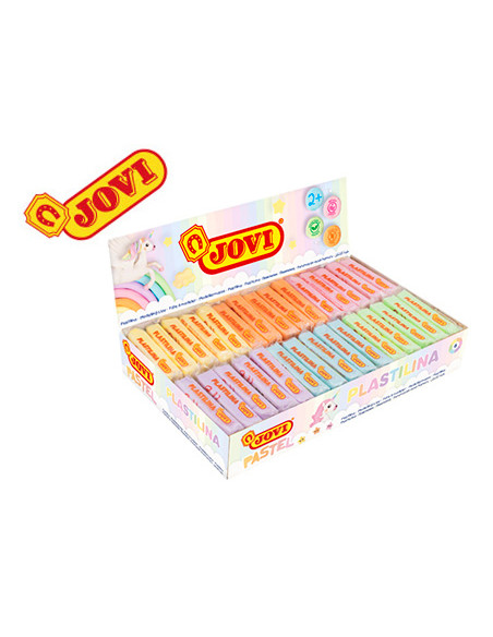 Plastilina jovi 70 tamaño pequeño caja de 30 unidades colores pastel surtidos 50g