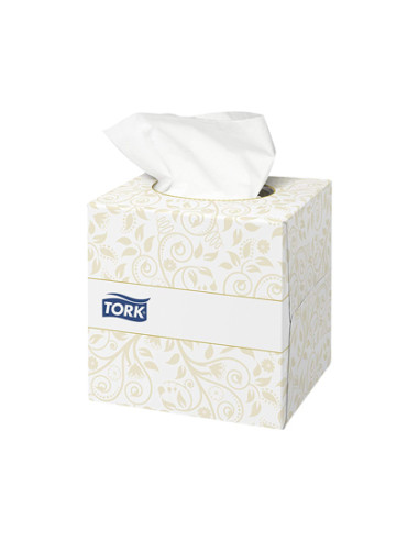 Pañuelos faciales tork extrasuaves 2 capas 20,9x20 cm caja cubo de 100 unidades