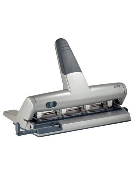 Taladrador petrus 514 metalico color plata 4 punzones moviles capacidad 30 hojas