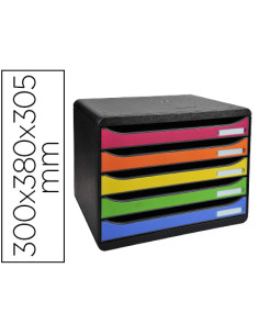 Fichero cajones sobremesa exacompta big-box plus iderama arlequin 5 cajones apaisado multicolores