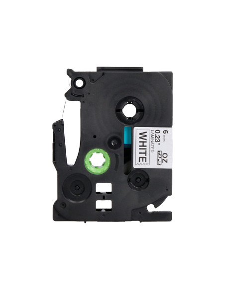 Cinta q-connect tze-211 blanco-negro 6mm longitud 8 mt