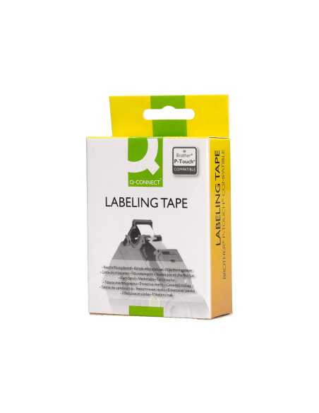Cinta q-connect tze-241 blanco-negro 18mm longitud 8 mt