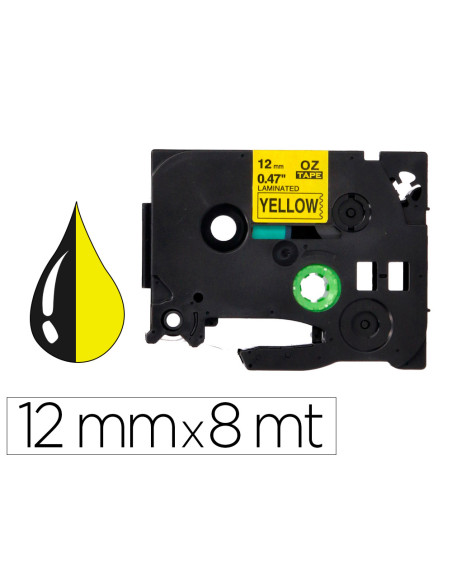 Cinta q-connect tze-631 amarillo-negro 12mm longitud 8 mt