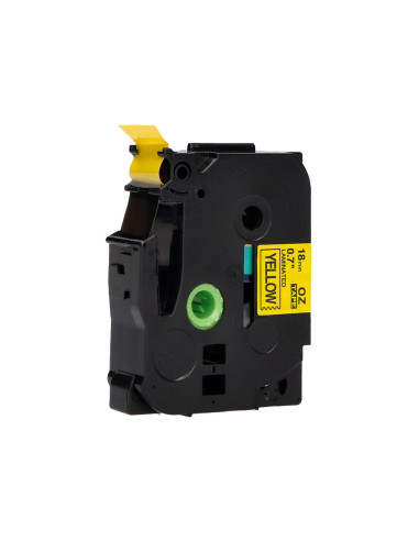 Cinta q-connect tze-641 amarillo-negro 18mm longitud 8 mt