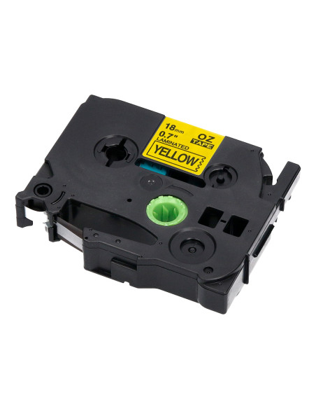 Cinta q-connect tze-641 amarillo-negro 18mm longitud 8 mt