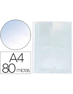 Funda multitaladro q-connect din a4 80 mc cristal caja de 1400 unidades