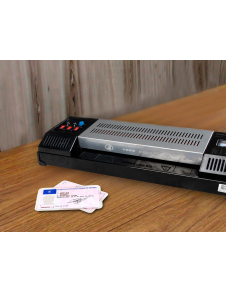 Plastificadora q-connect kf16918 profesional rugerizada caliente din a3 cuatro rodillos hasta 200 mc