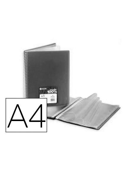 Carpeta carchivo archivex star escaparate con espiral 40 fundas din a4 negro