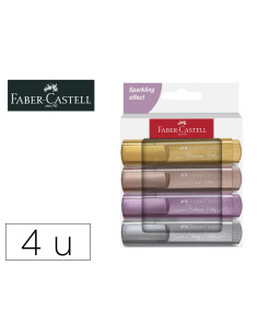 Rotulador faber fluorescente texliner 46 color metalico estuche 4 unidades colores surtidos