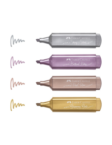 Rotulador faber fluorescente texliner 46 color metalico estuche 4 unidades colores surtidos