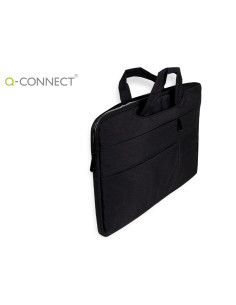 Funda para portatil q-connect 15,6 " con asas retractiles cremallera 3 bolsillos exteriores negro
