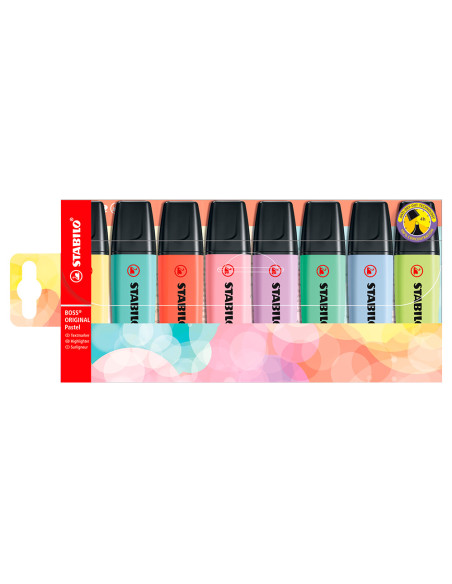 Rotulador stabilo boss fluorescente 70 pastel estuche de 8 unidades colores surtidos