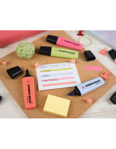 Rotulador stabilo boss fluorescente 70 pastel estuche de 8 unidades colores surtidos