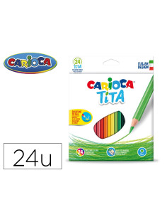 Lapices de colores carioca tita hexagonal caja de 24 unidades colores surtidos