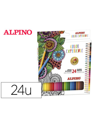 Lapices de colores alpino experience mina premium 3,3 mm caja cartón de 24 unidades colores