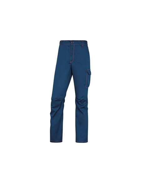 Pantalon de trabajo deltaplus cintura elastica 5 bolsillos color azul marino / naranja talla xl