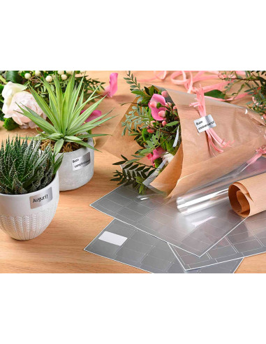 Etiqueta adhesiva tico papel satinado oro / plata laser medidas surtidas caja de 626 unidades