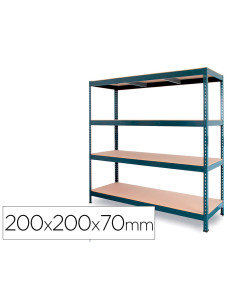 Estanteria metalica ar stocker 200x200x70 cm 4 estantes 450 kg por estante bandeja de madera sin tornillos