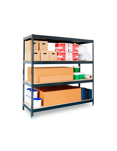 Estanteria metalica ar stocker 200x200x70 cm 4 estantes 450 kg por estante bandeja de madera sin tornillos