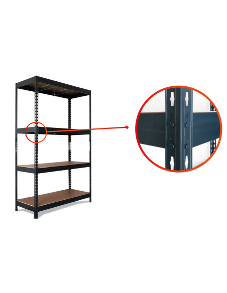 Estanteria metalica ar stocker 200x200x70 cm 4 estantes 450 kg por estante bandeja de madera sin tornillos